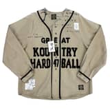 KAPITAL Chino Great Country Damaged Baseball Long Sleeve Shirt Beige