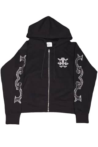 Crystal scale hooded zip-up (Black)