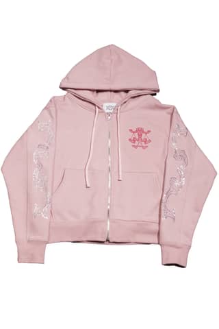 Crystal scale hooded zip-up (Beige Pink)