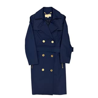 MICHAEL KORS Navy Double-Breasted Trench Coat