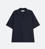 OPEN COLLAR OVERSIZED POCKET SHIRT [NAVY]