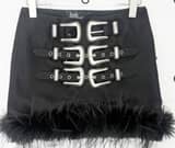 Three-waist belt fur skirt