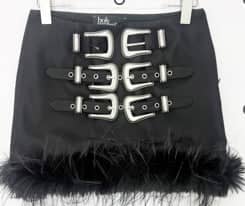 Three-waist belt fur skirt
