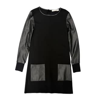 CHRISTIAN DIOR Black Dress with Leather Sleeves