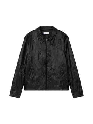 FAUX-LEATHER WRINKLED JACKET (BLACK)