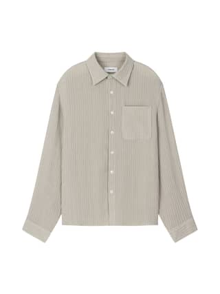 LINEN STRIPE SHIRT (SAND BEIGE)