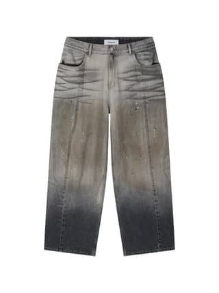 COTTON DIRTY EFFECT DENIM JEANS (DIRTY SAND BEIGE)