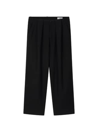 WOOL DOUBLE-TUCK TROUSERS (BLACK)