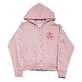 Crystal scale hooded zip-up (Beige Pink)