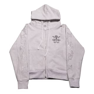 Crystal scale hooded zip-up (White Melange)