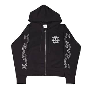 Crystal scale hooded zip-up (Black)