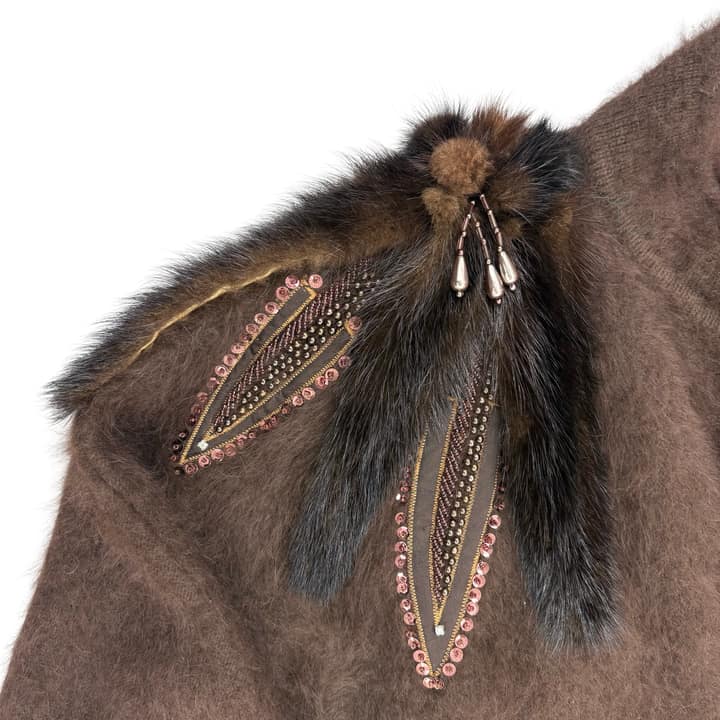 eUNha Brown Angora Fur Cardigan