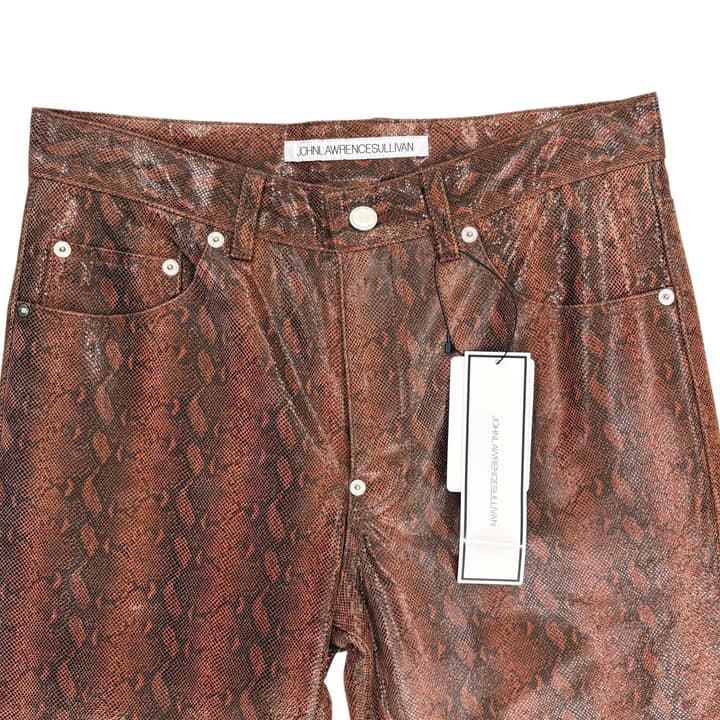 John Lawrence Sullivan Brown Snakeskin Pants