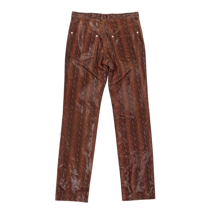 John Lawrence Sullivan Brown Snakeskin Pants