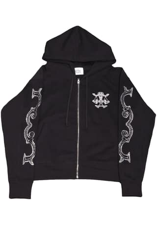 Crystal scale hooded zip-up (Black)