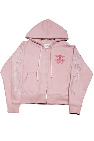 Crystal scale hooded zip-up (Beige Pink)