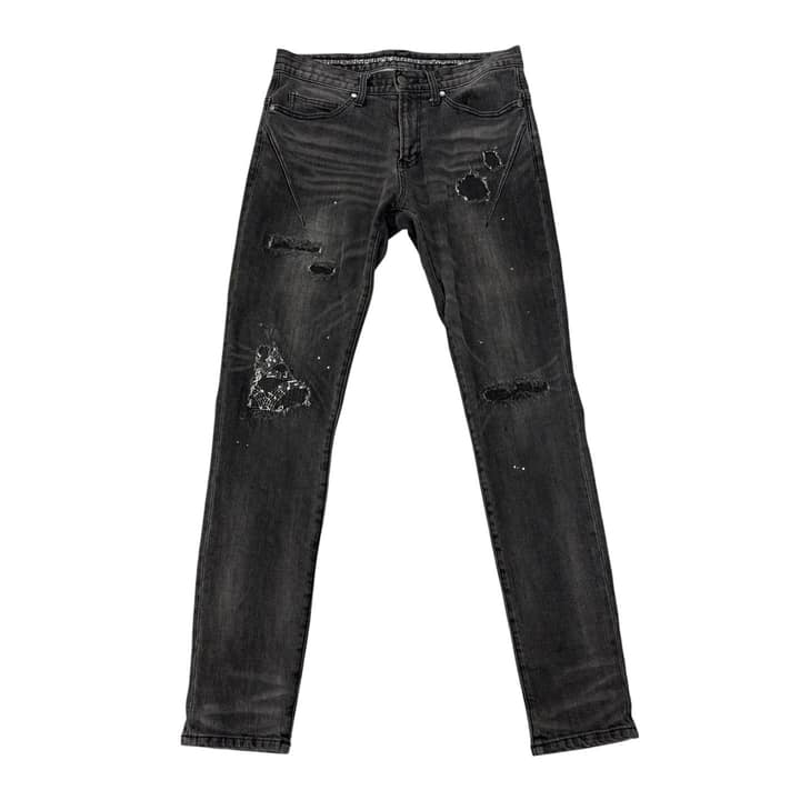 NUBER NINE X LOVELESS Distressed Black Jeans