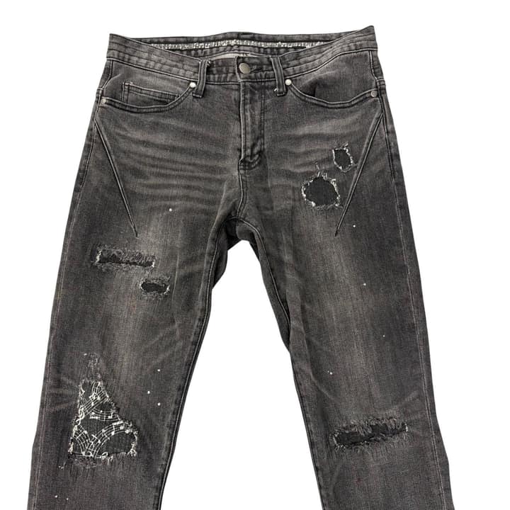 NUBER NINE X LOVELESS Distressed Black Jeans