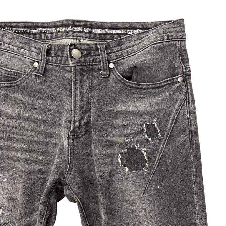 NUBER NINE X LOVELESS Distressed Black Jeans