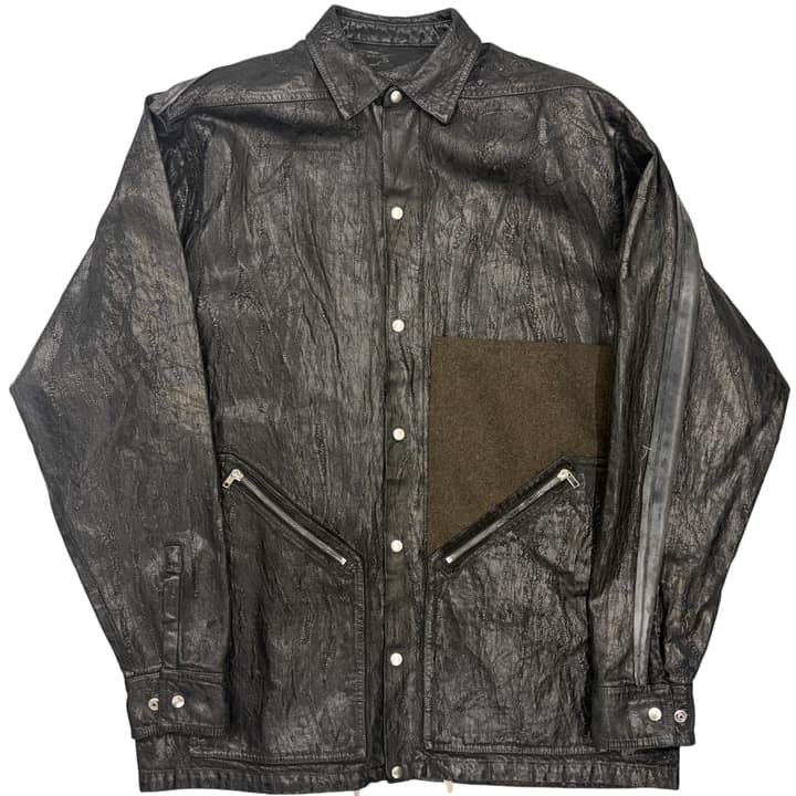 RICK OWENS Black Textured Coated Jacket