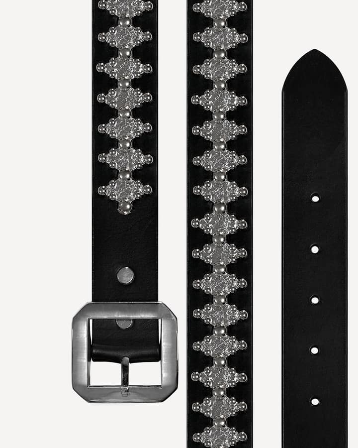Diamond Scale Leather Belt [Silver]