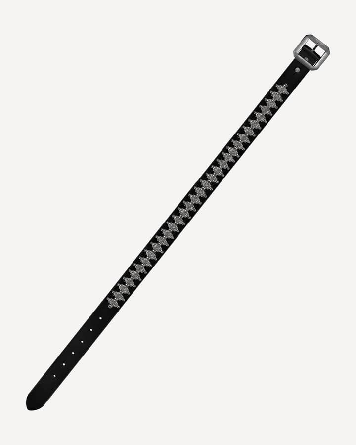 Diamond Scale Leather Belt [Silver]