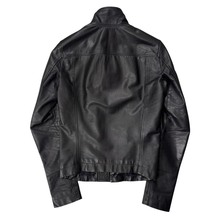 RICK OWENS Black Leather Side Zip Jacket