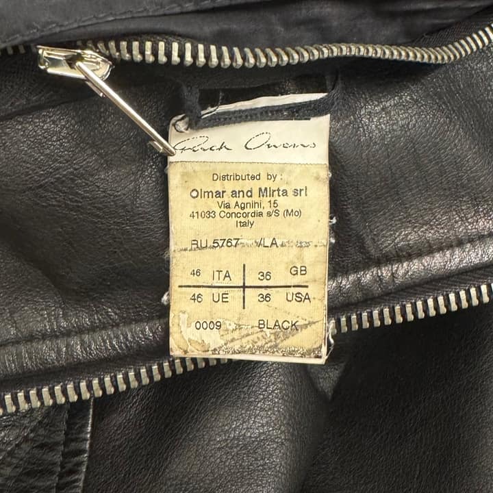 RICK OWENS Black Leather Side Zip Jacket