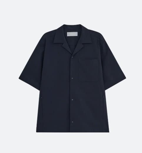 OPEN COLLAR OVERSIZED POCKET SHIRT [NAVY]