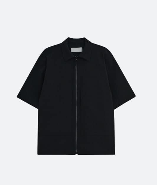 PATCH POCKET ZIP UP SHIRT [BLACK]