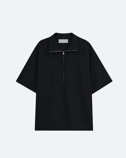 OVERSIZED HALF ZIP PULLOVER [BLACK]