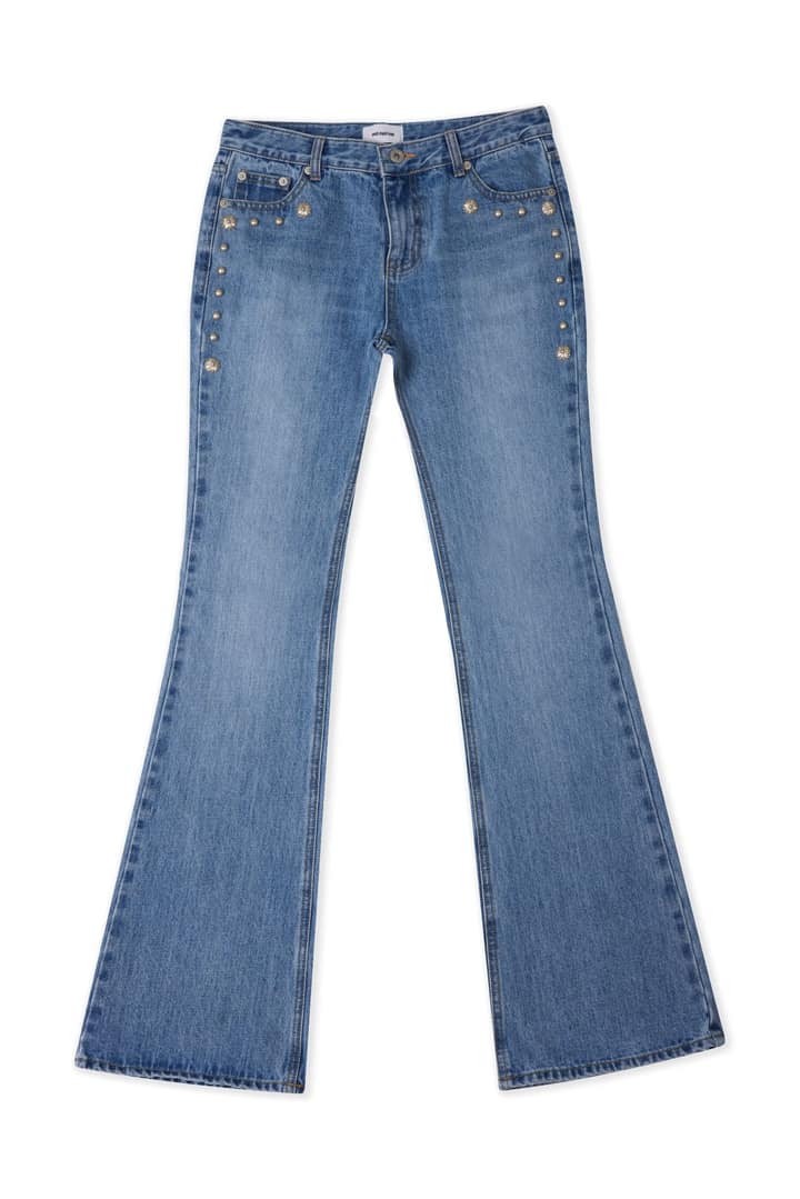 STUD BOOTCUT DENIM PANTS (LIGHT BLUE) WOMEN