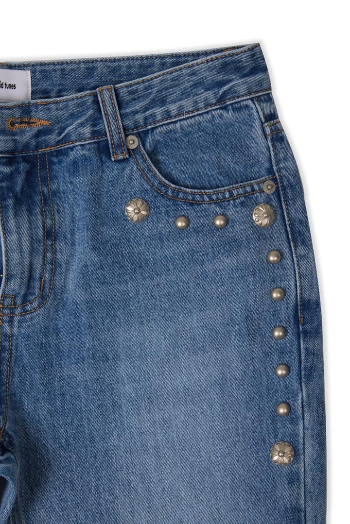 STUD BOOTCUT DENIM PANTS (LIGHT BLUE) WOMEN