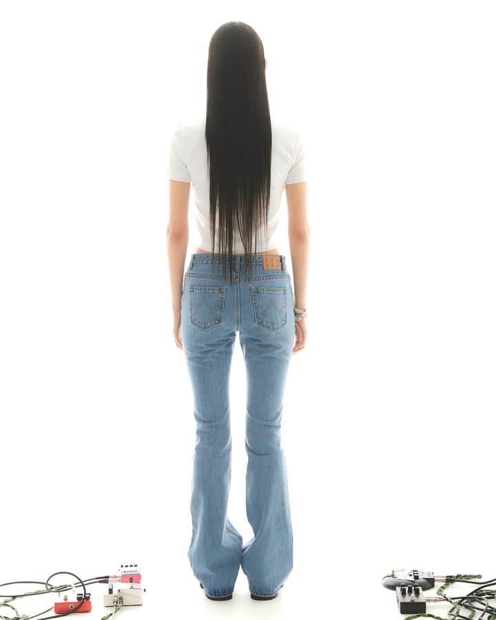 STUD BOOTCUT DENIM PANTS (LIGHT BLUE) WOMEN