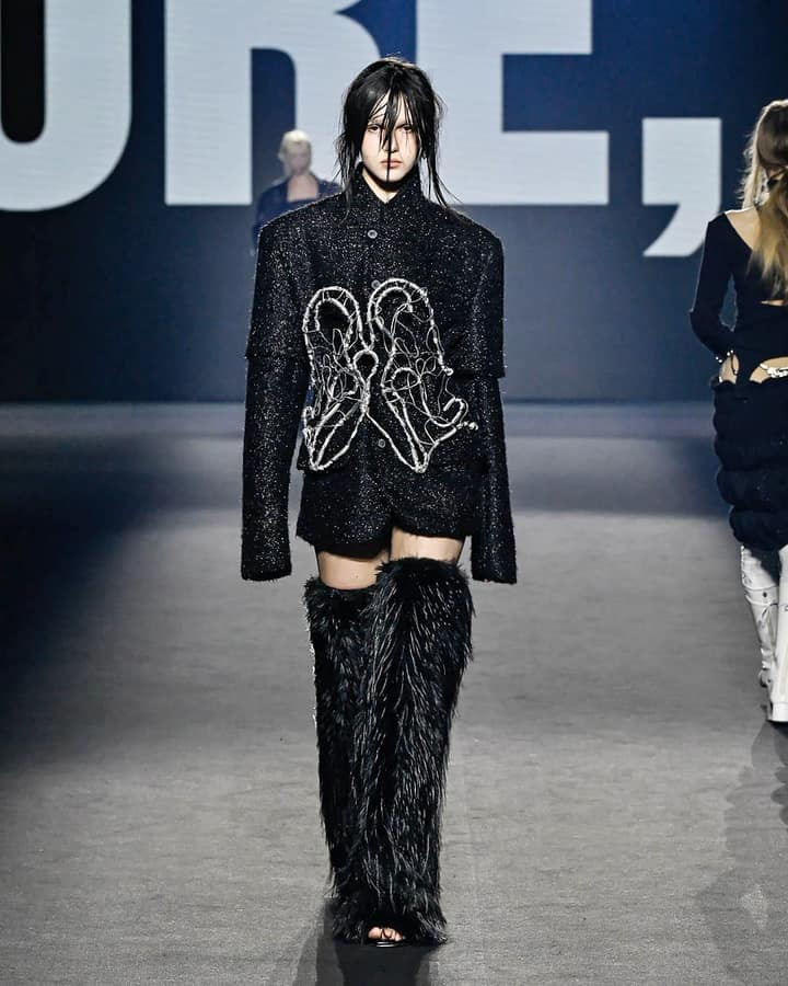 Glitter tweed double-arm jacket