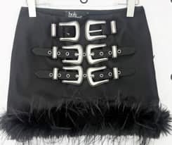 Three-waist belt fur skirt