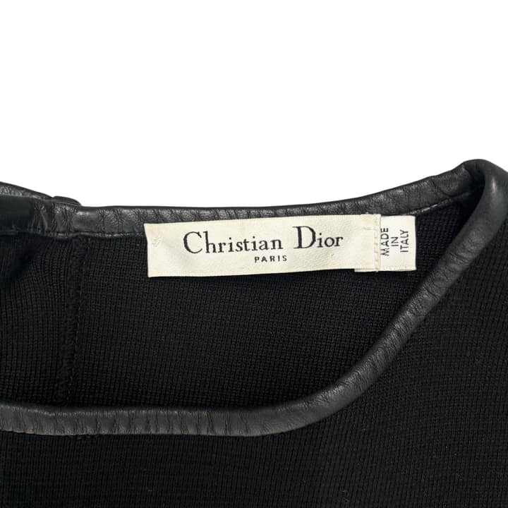 CHRISTIAN DIOR Black Dress with Leather Sleeves