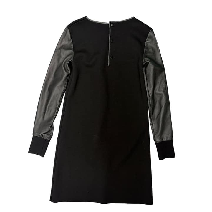 CHRISTIAN DIOR Black Dress with Leather Sleeves