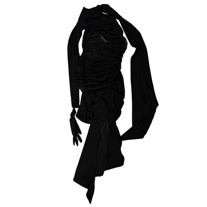 MUGLER X H&M Black Ruched Dress