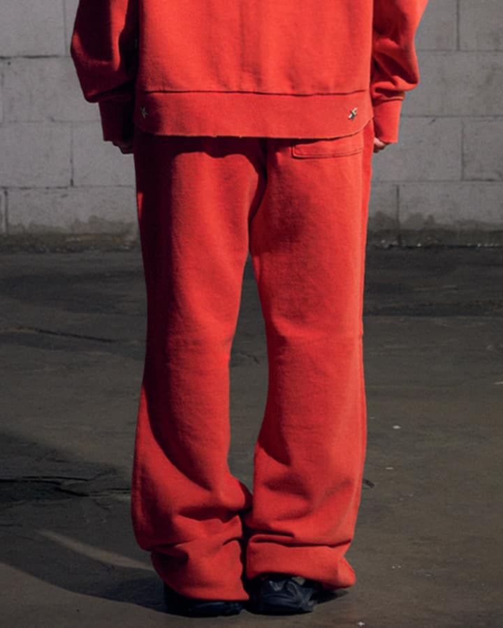 NPC Washed Flared Sweat Pants (RED)