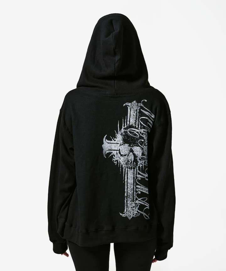 Skull Cross Waffle Hood Zipup