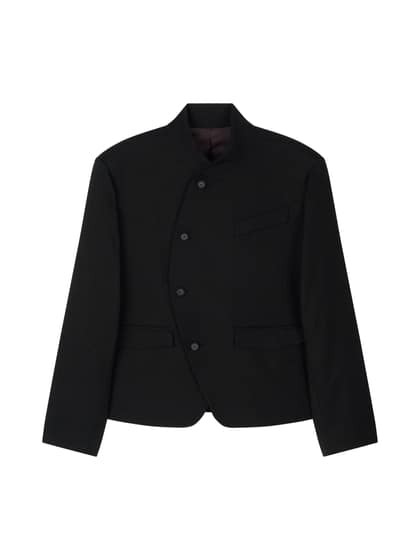 WOOL UNBALANCE BLAZER (BLACK)