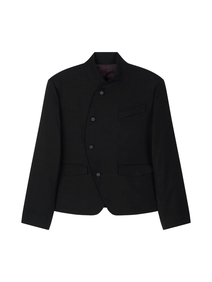 WOOL UNBALANCE BLAZER (BLACK)
