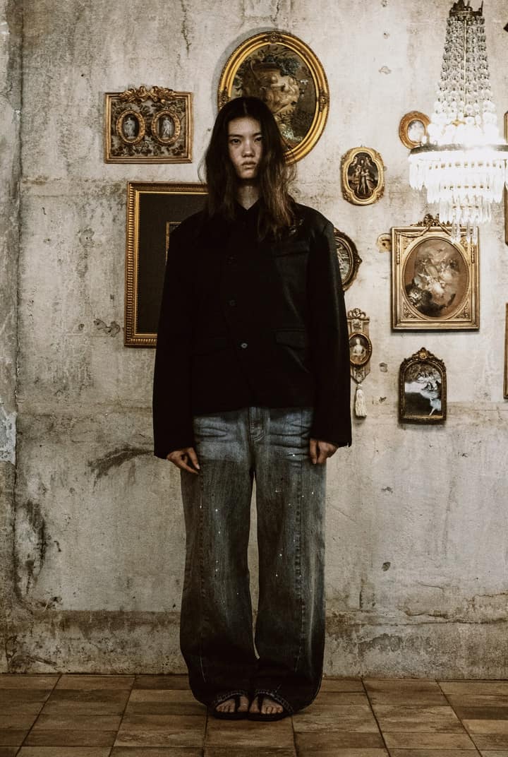 WOOL UNBALANCE BLAZER (BLACK)