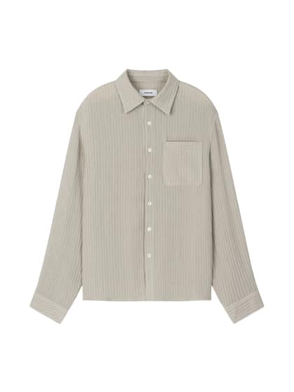 LINEN STRIPE SHIRT (SAND BEIGE)