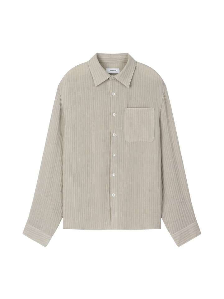 LINEN STRIPE SHIRT (SAND BEIGE)