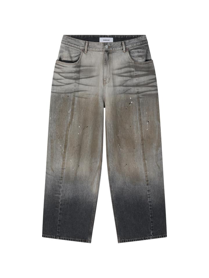 COTTON DIRTY EFFECT DENIM JEANS (DIRTY SAND BEIGE)