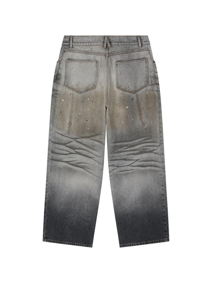 COTTON DIRTY EFFECT DENIM JEANS (DIRTY SAND BEIGE)
