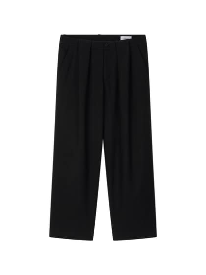 WOOL DOUBLE-TUCK TROUSERS (BLACK)