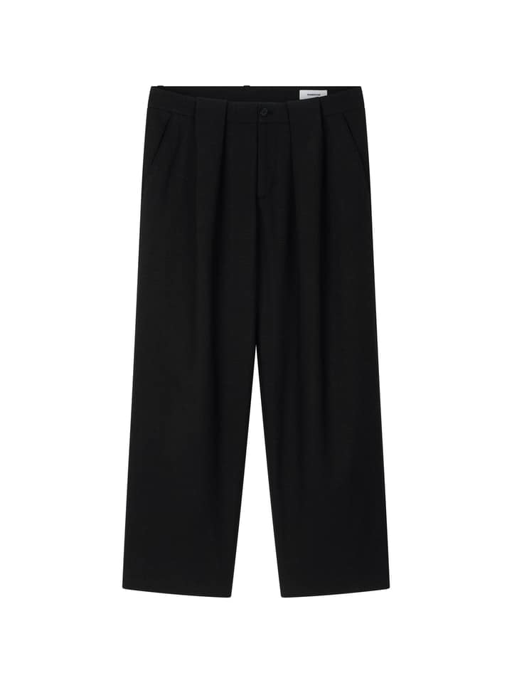 WOOL DOUBLE-TUCK TROUSERS (BLACK)